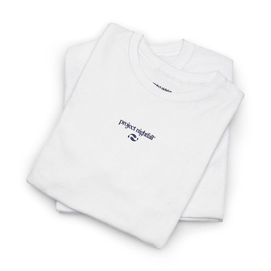 BLUE EMBROIDERED WHITE TSHIRT