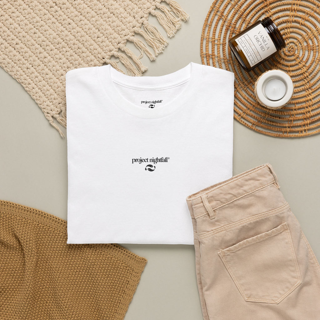 BLACK EMBROIDERED WHITE TSHIRT